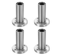 sourcing map Confezione da 4 cuscinetti a sfera lineari LMF10LUU, flangia rotonda con foro da 10 mm, cuscinetti a sfera lineari, flangia, boccola di movimento con doppia guarnizione in gomma laterale