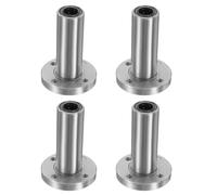 sourcing map Confezione da 4 cuscinetti a sfera lineari LMF8LUU, flangia rotonda con foro da 8 mm, cuscinetti a sfera lineari, flangia, boccola di movimento con doppia guarnizione in gomma laterale