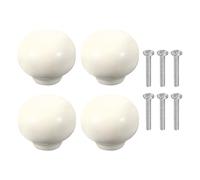 sourcing map Confezione da 4 pomelli rotondi in ceramica per armadietti, cassetti da 3,3 cm, con viti di montaggio, pomelli moderni per mobili da cucina, armadi, credenze, beige