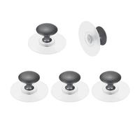 sourcing map Confezione da 5 pomelli adesivi per armadietti, in acciaio inox, autoadesivi, senza foratura, rotondi, per armadietti, cassetti, armadi, colore grigio/trasparente