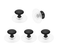 sourcing map Confezione da 5 pomelli adesivi per armadietti, in acciaio inox, autoadesivi, senza foratura, rotondi, per armadietti, cassetti, armadi, colore nero/trasparente