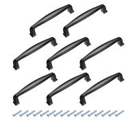 sourcing map Confezione da 8 maniglie per armadietti, foro centrale da 9,4 cm, in lega di alluminio, con viti, per armadietti da cucina, cassetti, cassettiere, guardaroba, colore nero