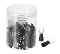 sourcing map Connettori a forcella isolati, 16-14 AWG, SV2-5, tipo U, in rame stagnato, impermeabili, terminali a crimpare per cablaggio industriale elettrico marino, confezione da 150 (nero)