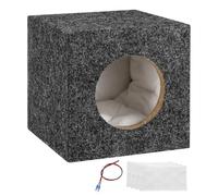 sourcing map Contenitore per altoparlanti in legno con porte da 5 pollici, scatole per subwoofer grigie a ventilazione singola scatola per altoparlanti per camion audio per veicoli domestici fai da te
