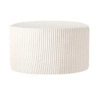 sourcing map Copertura rotonda per ottomana, in jacquard, con fondo elastico, adatta a 50 cm-58 cm di diametro, copertura elastica per poggiapiedi, protezione per mobili, colore bianco