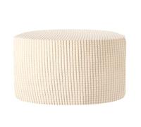 sourcing map Copertura rotonda per ottomana, in jacquard, con fondo elastico, adatta a 76 cm-104 cm di diametro, copertura elastica per poggiapiedi, protezione per mobili, colore naturale