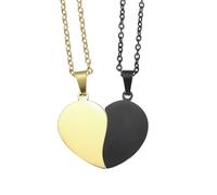 sourcing map Coppia di collane con ciondolo a forma di cuore spezzato, in acciaio inox, con incisione "Best Friend Forever", regolabile, con due mezzi cuori (2,8 cm, nero/oro)