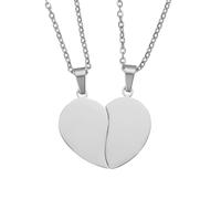 sourcing map Coppia di collane con ciondolo a forma di cuore spezzato, in acciaio inox, con incisione "Best Friend Forever", regolabile, con due mezzi cuori, inches, Acciaio inossidabile, /