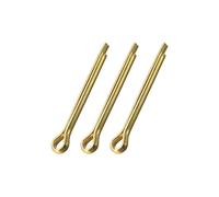 sourcing map Coppiglia divisa - 4 mm x 40 mm (5/32 "x 1 37/64") ottone massiccio a 2 punte tono oro chiave di fissaggio 3 pezzi