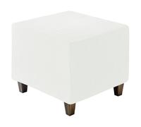 sourcing map Copripouf ottomana quadrato in jacquard con fondo elastico, copripoggiapiedi/sgabello estensibile per la protezione dei mobili da soggiorno (bianco, misura piccola)