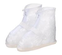 sourcing map Copriscarpe impermeabili antiscivolo in PVC Galosce Scarpe da pioggia con fibbia con cinturino a cerniera per uomo donna pioggia all'aperto, bianco, M (US5)