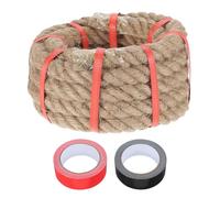 sourcing map Corda di iuta, 2 cm x 4,6 m, pesante, naturale, spessa, intrecciata, con 2 nastri rotoli, per artigianato, ringhiere, pontili di tiro alla fune, altalena, paesaggistica nautica