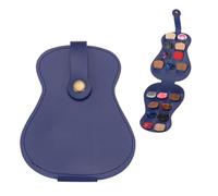 sourcing map Custodia blu scuro per plettro per chitarra, in pelle PU, con 18 scomparti per plettro per chitarra e altri accessori per chitarra elettrica, Blu scuro