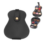 sourcing map Custodia nera per plettro per chitarra, in pelle PU, con 18 scomparti per plettro per chitarra e altri accessori per chitarra elettrica, Nero