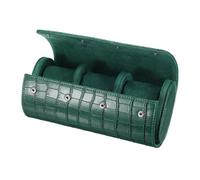 sourcing map Custodia per orologi da viaggio a 3 scomparti, in pelle, portatile, per uomini e donne, organizer per orologi con cuscino rimovibile per viaggi, display, texture a righe, verde