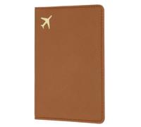 sourcing map Custodia per passaporto, custodia impermeabile in pelle PU per passaporto, per donne e uomini, Marrone, M, Moderno