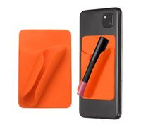 sourcing map Custodia per telefono in silicone, autoadesiva, con scomparto per carte di credito, arancione