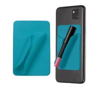 sourcing map Custodia per telefono in silicone, autoadesiva, con scomparto per carte di credito, per cellulare, colore: blu pavone