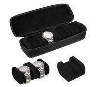 sourcing map Custodia rigida da viaggio per orologi 4 scomparti, organizer uomo donna, morbido cuscino orologi orologi intelligenti fino a 40 mm, nero