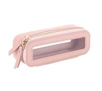 sourcing map Custodia trasparente per pennelli da trucco, borsa trasparente per cosmetici, organizer per articoli da toeletta con cerniere, rosa, 7" x 2", Classico