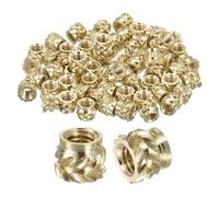 sourcing map Dadi a inserto zigrinati, 100 pezzi M3 x 4 mm L x 5 mm OD stampa 3D dadi in ottone filettati femmina inserti in ottone termoset inserti inserti