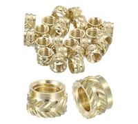 sourcing map Dadi a inserto zigrinati, 25 pezzi M6 x 5 mm L x 8 mm OD stampa 3D dadi in ottone filettati femmina inserti in ottone termoset inserti inserti