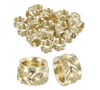 sourcing map Dadi a inserto zigrinati, 30 pezzi M8 x 6 mm di lunghezza x 10 mm di diametro esterno, stampa 3D, dadi in ottone filettati femmina, dadi in ottone termoset inserto