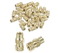 sourcing map Dadi a inserto zigrinati, 60 pezzi M3 x 10 mm di lunghezza x 5 mm di diametro esterno, stampa 3D, dadi in ottone filettati femmina, dadi in ottone per set termico