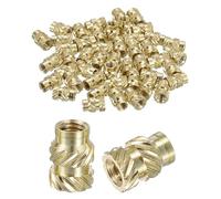 sourcing map Dadi a inserto zigrinati, 60 pezzi M3 x 7 mm di lunghezza x 5 mm di diametro esterno, stampa 3D, dadi filettati femmina, inserti filettati in ottone, dado di fissaggio termico