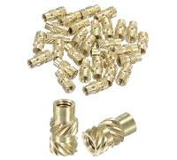 sourcing map Dadi a inserto zigrinati, 60 pezzi M3 x 9 mm di lunghezza x 5 mm di diametro esterno, stampa 3D, dadi filettati femmina, inserti filettati in ottone, dado di fissaggio termico