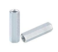 sourcing map Dadi di accoppiamento M10 x 14 x 50 mm, in acciaio al carbonio zincato, filettatura esagonale, per mobili, elettronici, industriali, 5 pezzi