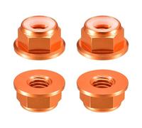 sourcing map Dadi di bloccaggio esagonali in nylon, 4 pezzi, M6 x 1 mm, in lega di alluminio, dadi di bloccaggio flangiati anodizzanti per elementi di fissaggio (arancione)