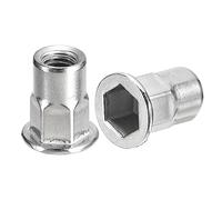 sourcing map Dadi rivetti M6 a metà esagonale, 100 dadi filettati in acciaio inox 304