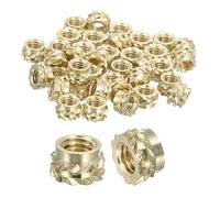 sourcing map Dadi zigrinati, 60 pezzi M3 x 3 mm di lunghezza x 5 mm di diametro esterno, dadi in ottone con stampa 3D, inserti filettati femmina, dadi in ottone termoset inserto