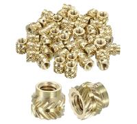 sourcing map Dadi zigrinati, 60 pezzi M4 x 6 mm di lunghezza x 7 mm di diametro esterno, dadi in ottone con stampa 3D, inserti filettati femmina, dadi in ottone termoset inserto