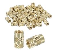 sourcing map Dadi zigrinati, 60 pezzi M4 x 8 mm di lunghezza x 5 mm di diametro esterno, stampa 3D, dadi filettati femmina, inserti filettati in ottone, dado di fissaggio termico