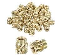 sourcing map Dadi zigrinati, 60 pezzi M4 x 8 mm di lunghezza x 7 mm di diametro esterno, dadi in ottone con stampa 3D, inserti filettati femminili, dadi in ottone termoset inserto