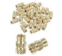 sourcing map Dadi zigrinati, 60 pezzi M5 x 12 mm di lunghezza x 7 mm di diametro esterno, stampa 3D, dadi filettati femmina, inserti filettati in ottone, dado di fissaggio termico