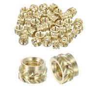 sourcing map Dadi zigrinati, 60 pezzi M5 x 5 mm di lunghezza x 8 mm di diametro esterno, dadi in ottone con stampa 3D, inserti filettati femmina, dadi in ottone termoset inserto