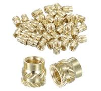 sourcing map Dadi zigrinati, 60 pezzi M5 x 7 mm di lunghezza x 7 mm di diametro esterno, stampa 3D, dadi filettati femmina, inserti filettati in ottone, dado di fissaggio termico