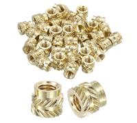 sourcing map Dadi zigrinati, 60 pezzi M5 x 7 mm di lunghezza x 8 mm di diametro esterno, stampa 3D, dadi filettati femmina, inserti filettati in ottone, dado di fissaggio termico