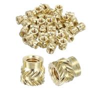 sourcing map Dadi zigrinati, 60 pezzi M5 x 8 mm di lunghezza x 8 mm di diametro esterno, stampa 3D, dadi filettati femmina, inserti filettati in ottone, dado di fissaggio termico