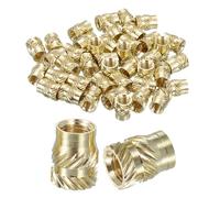 sourcing map Dadi zigrinati, 60 pezzi M5 x 9 mm di lunghezza x 7 mm di diametro esterno, dadi in ottone con stampa 3D, inserti filettati femmina, dadi in ottone termoset inserto