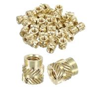 sourcing map Dadi zigrinati, 60 pezzi M5 x 9 mm di lunghezza x 8 mm di diametro esterno, dadi in ottone con stampa 3D, inserti filettati femmina, dadi in ottone termoset inserto