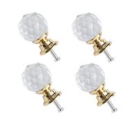 sourcing map Diametro 20 mm, 4 pomelli in cristallo base in lega di alluminio, forma rotonda, pomello per cassetti, maniglie per mobili, armadietti, armadietti, armadi, comò decorativo color oro