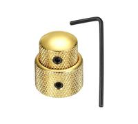 sourcing map Doppie manopole di controllo concentriche impilate, manopole di controllo audio universali in metallo da 1/4 di pollice con chiave per chitarra elettrica, basso, oro