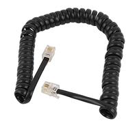 sourcing map Elastico RJ11 4P4C A spirale Estensione Cavo Telefonico 35.6cm Lungo Nero