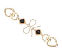 sourcing map Estensore per borsetta, 17,8 cm, cinturino di ricambio in metallo, estensione per borse da donna, per la realizzazione di portafogli, ciondolo per borsa (oro, fiocco con strass neri