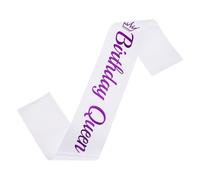 sourcing map Fascia da regina di compleanno con spilla in lamina viola lettering bomboniere forniture decorazioni accessori per donne regali costume dolce festa della nascita, bianco