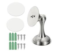 sourcing map Fermaporta magnetico, in acciaio inox, resistente, senza foratura, protezione da parete, con nastri autoadesivi e viti, per montaggio a parete di casa e ufficio, colore argento
